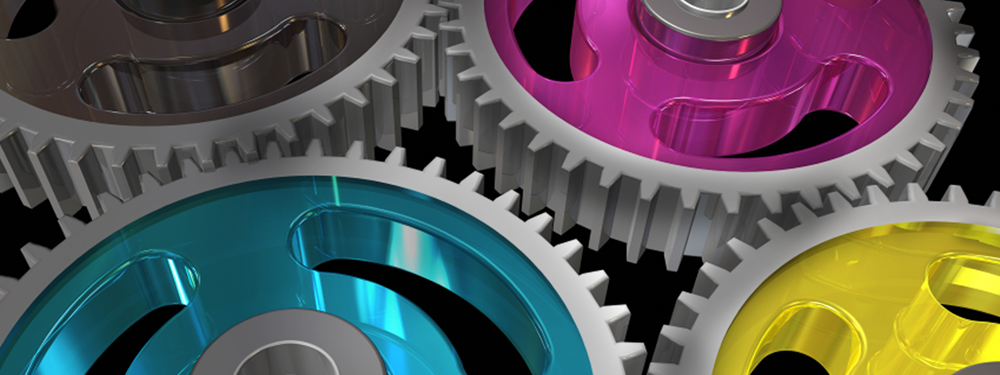 Internal Press Gears In CMYK